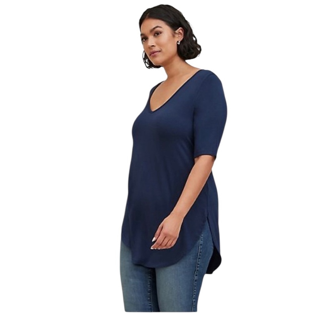 TORRID Blue V-Neck Super Soft Knit Tunic Top Size 2
